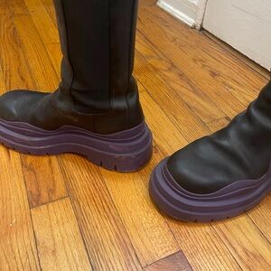 Bottega Veneta Black Boots with Purple Soles